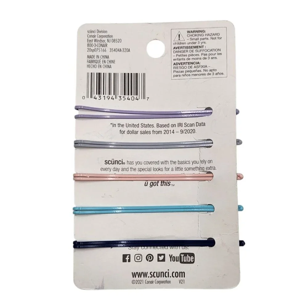 2X Scunci Morgan Simianer xo Hair Bobby Pins Assorted Pastel 5 Pcs Ea Multicolor